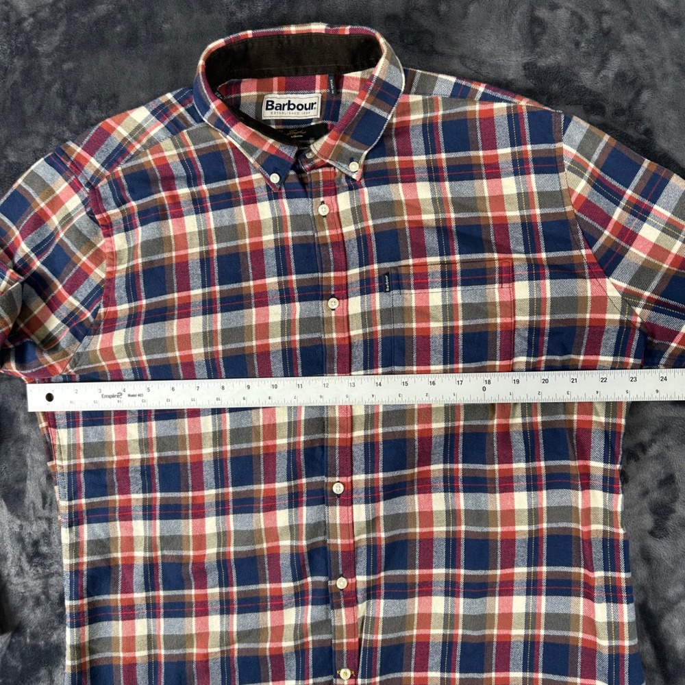 Barbour Button Down Shirt Mens L Multicolor Plaid Sam Heughan Tailored Fit - Picture 3 of 6
